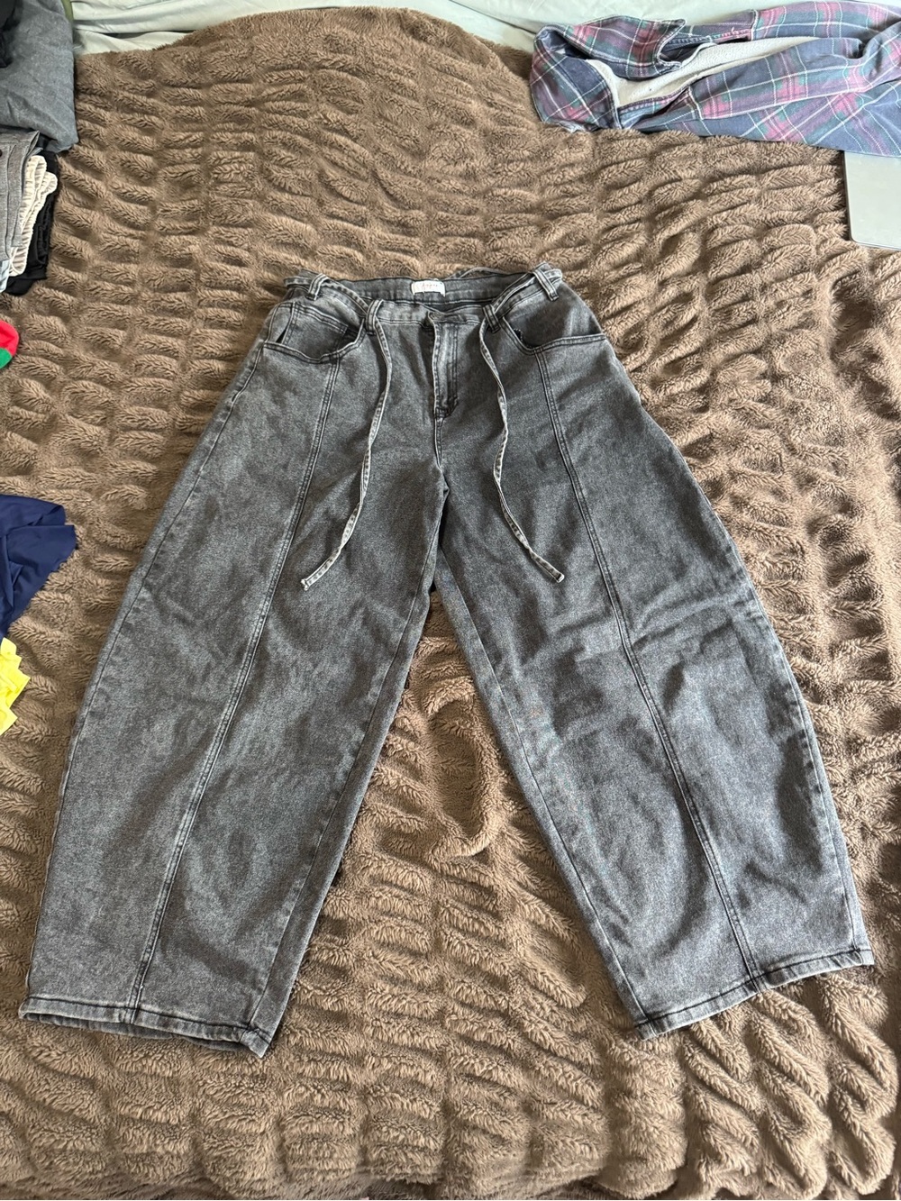 Vigoss Gray Washed High-Rise Wide Leg Jeans